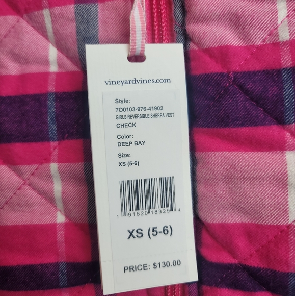 Girls NWT Vineyard Vines Reversible Sherpa Vest XS (5-6) - Picture 2 of 5